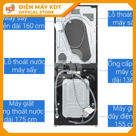 Tháp giặt sấy LG 14/10 kg WT1410NHB