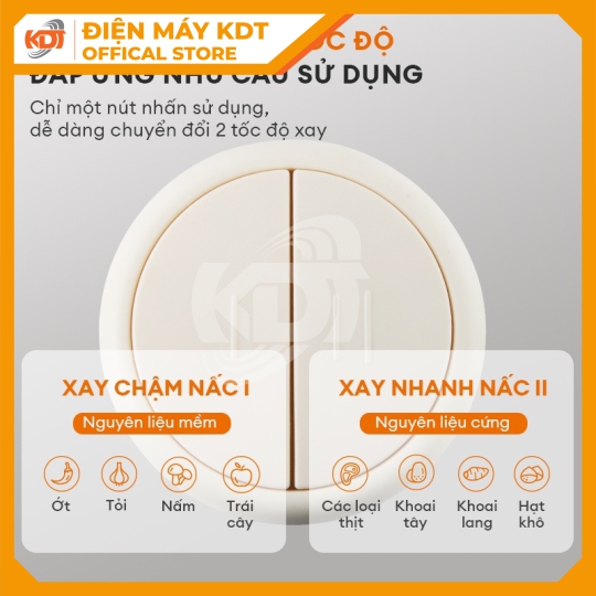 Máy xay thịt Gaabor MG20M-WH02A dung tích 2L xay rau củ sinh tố tỏi ớt đa năng 4 lưỡi dao tô nhựa