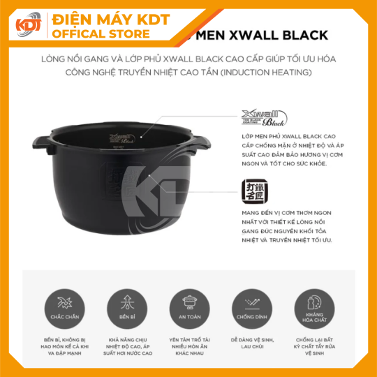 Nồi Cuckoo mã CRP-HWF1000F/BKBRVN màu đen nấu dung tích 1.8L