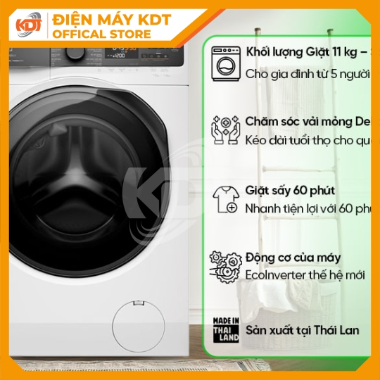 Máy giặt sấy Inverter Electrolux 11/7 kg EWW1123P5WC