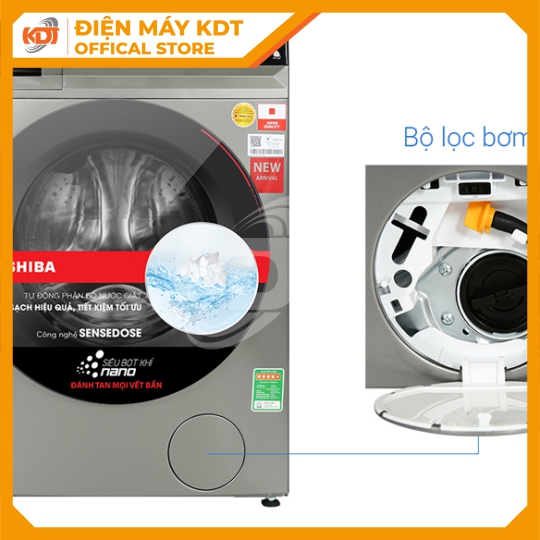 Máy giặt sấy Inverter Toshiba 10.5/7 kg TWD-BM115GF4V(SK)
