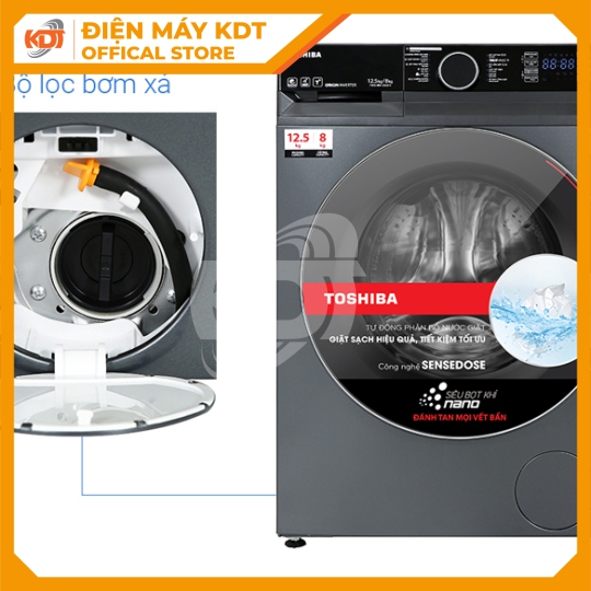 Máy giặt sấy Inverter Toshiba 12.5/8 kg TWD-BM135GF4V(MG)