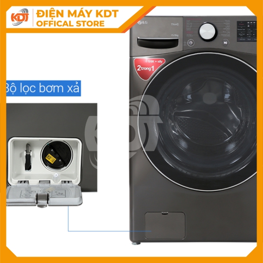 Máy giặt sấy Inverter LG 15/8 kg F2515RTGB