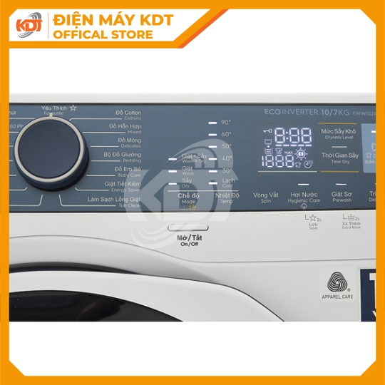 Máy giặt sấy Inverter Electrolux 10/7 kg EWW1024P5WB