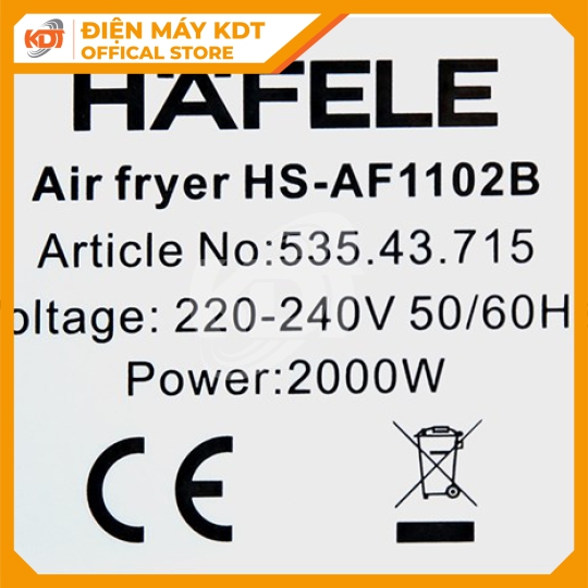 Nồi chiên không dầu Hafele 11Lít HS-AF1102B 