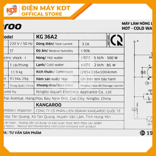 Cây nước nóng Kangaroo KG36A2