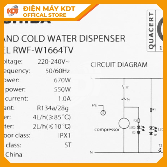 Cây nước nóng Toshiba RWF-W1664TV(K1) 