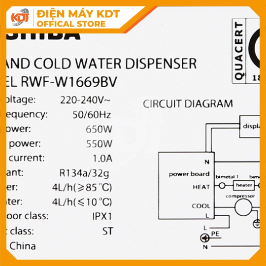Cây nước nóng Toshiba RWF-W1669BV(K1) 