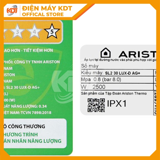 Máy nước nóng Gián tiếp 30Lít  SLIM2 30 LUX-D AG+ WIFI
